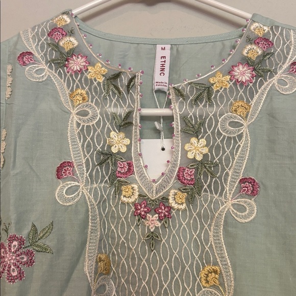 Ethnc Floral Embroidered Maxi Dress M - Picture 2 of 13